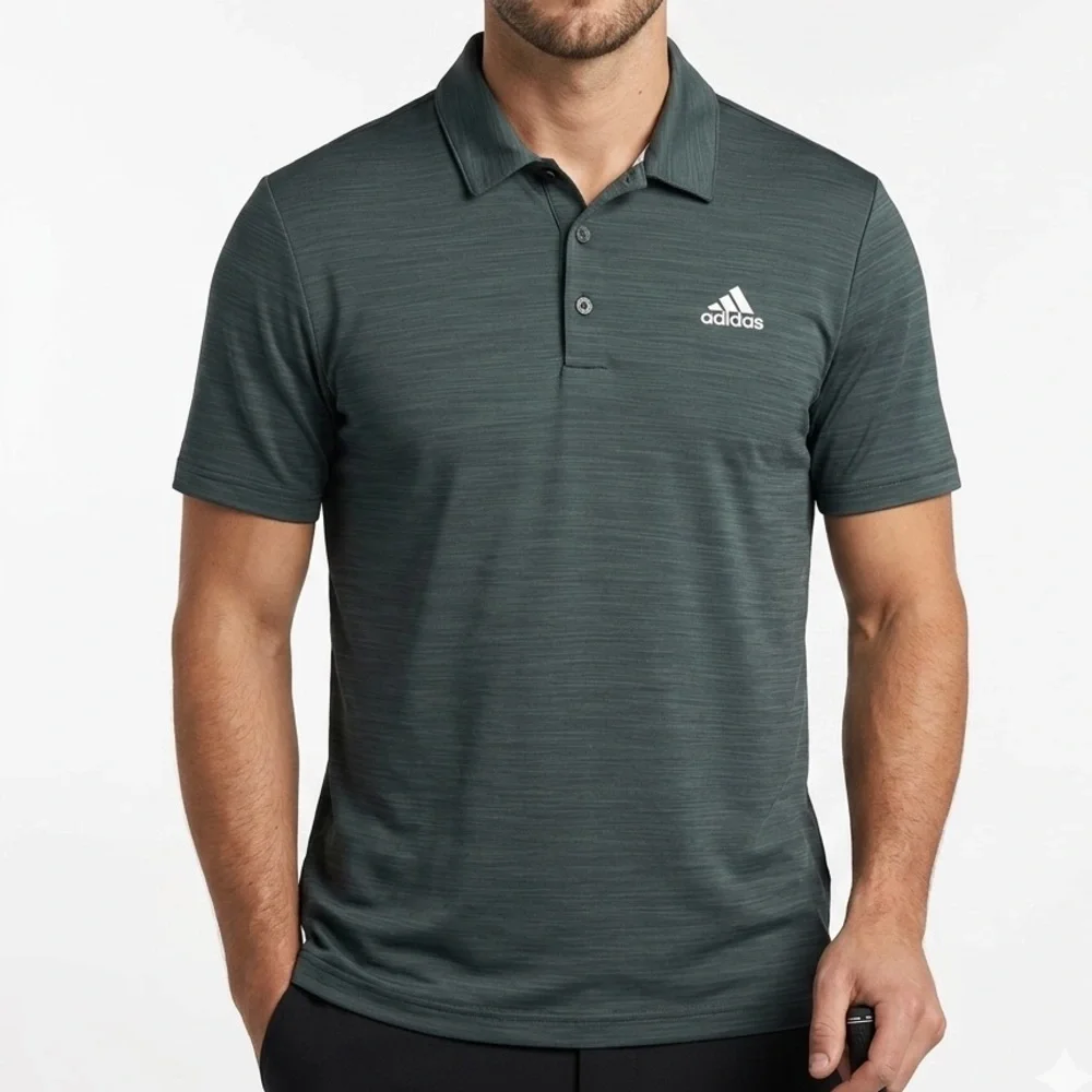 Adidas Golf Polo Shirt Men’s Medium Grey Performance Short Sleeve‎ Athletic